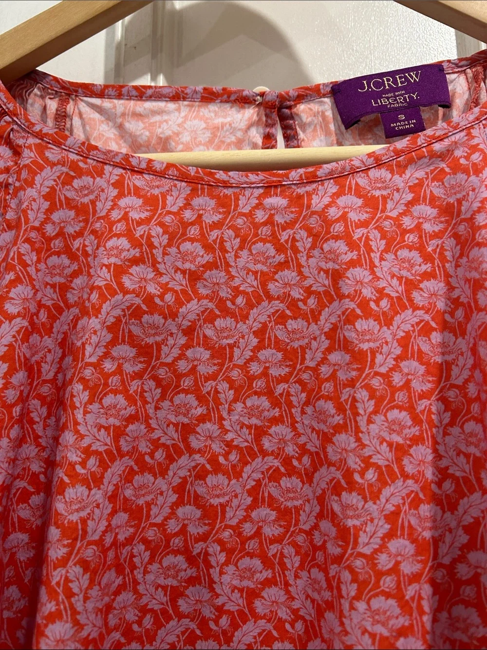J. Crew Puff-Sleeve Roundneck Cotton Blouse in Liberty Toutouayette Fabric - S